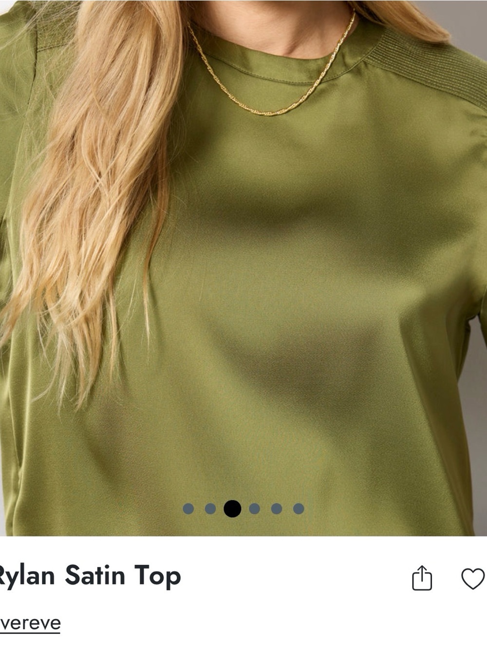 Evereve Olive Short-Sleeve Blouse with Textured Shoulder - Picture 10 of 11